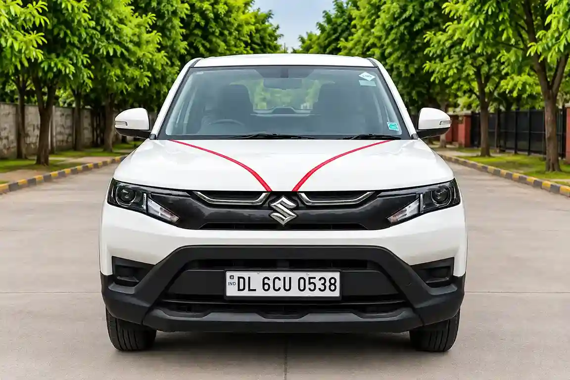 Brezza White  2026 petrol+cng manual interior and exterior view - Self Drive Car Rental in New Delhi by Aadhya Self Drive