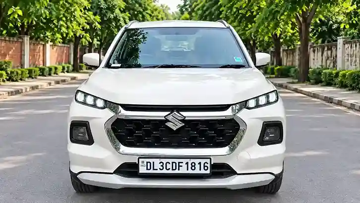 Grand Vitara White  2026 petrol+cng manual interior and exterior view - Self Drive Car Rental in New Delhi by Aadhya Self Drive